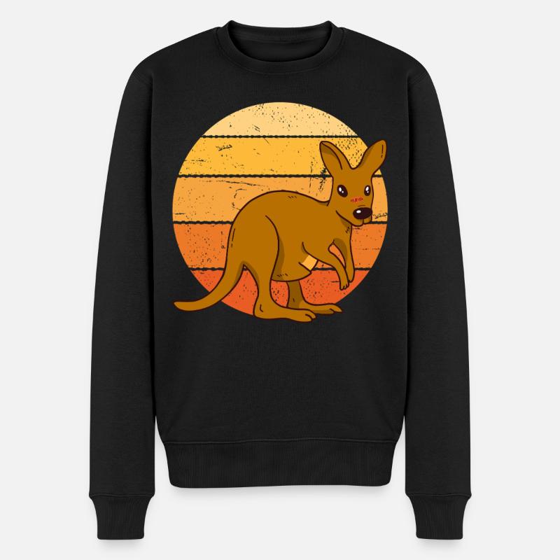 Kangourou au coucher du soleil - Pull Premium bio Homme - noir