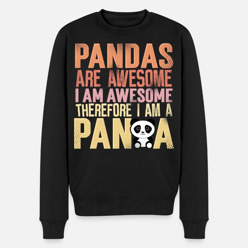 Panda - Männer Premium Bio Pullover - Schwarz