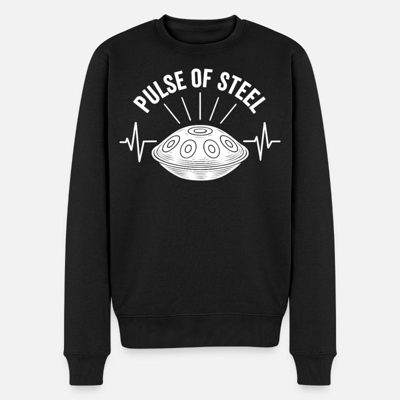 Pulse Of Steel Handpan - Männer Premium Bio Pullover - Schwarz