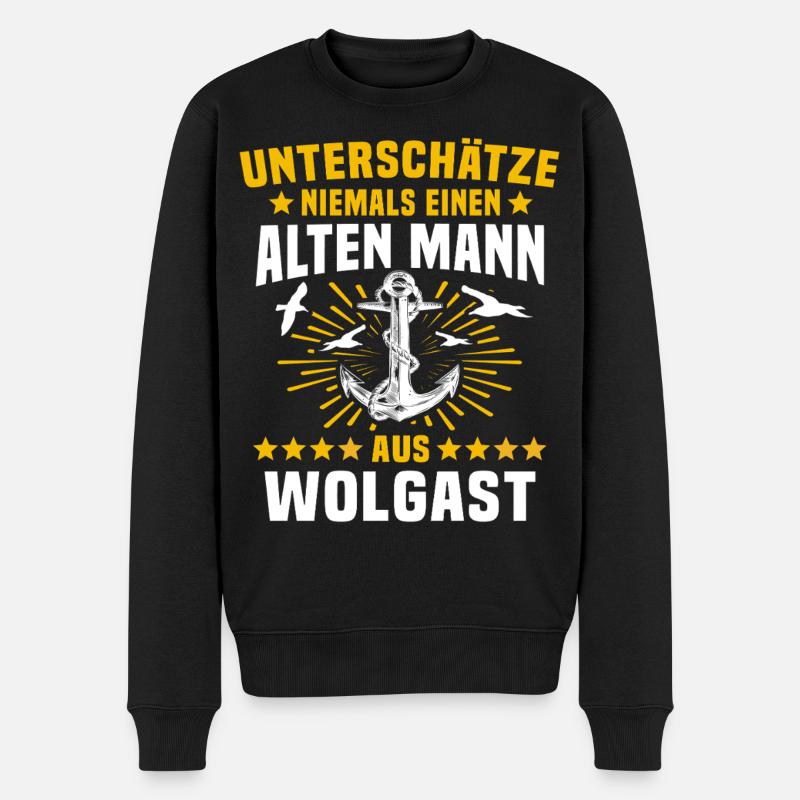 Wolgast Unterschätze Wolgaster Mann - Männer Premium Bio Pullover - Schwarz