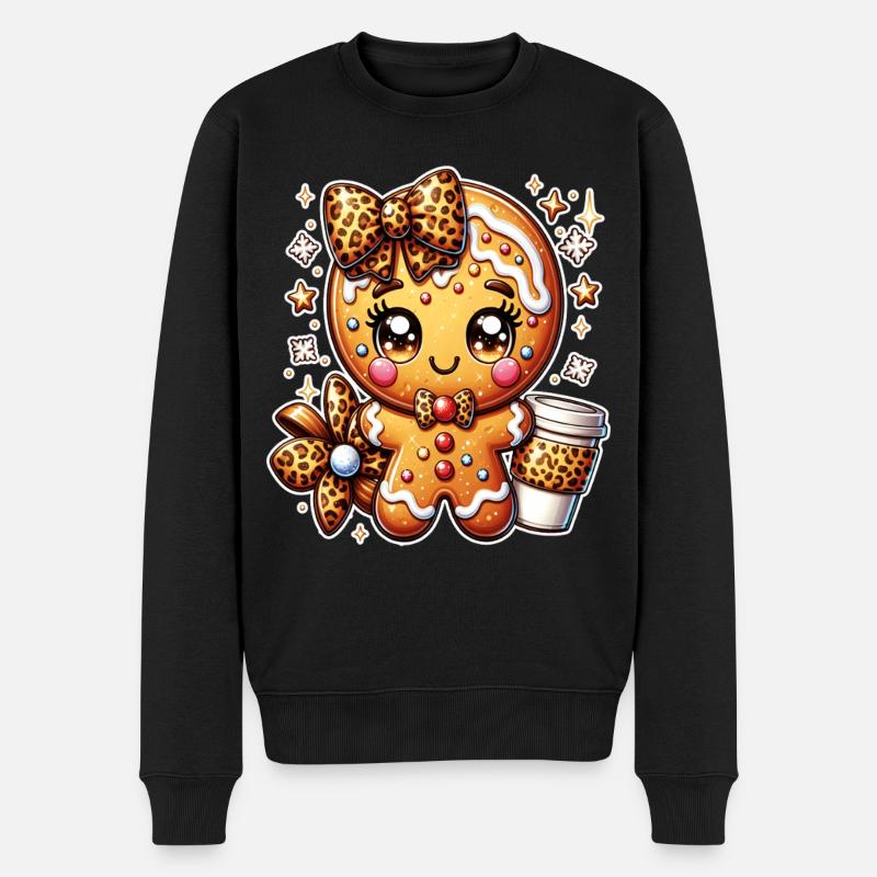 Süßes Lebkuchen-Leopard-Coquette-Weihnachtsweihnachten - Männer Premium Bio Pullover - Schwarz