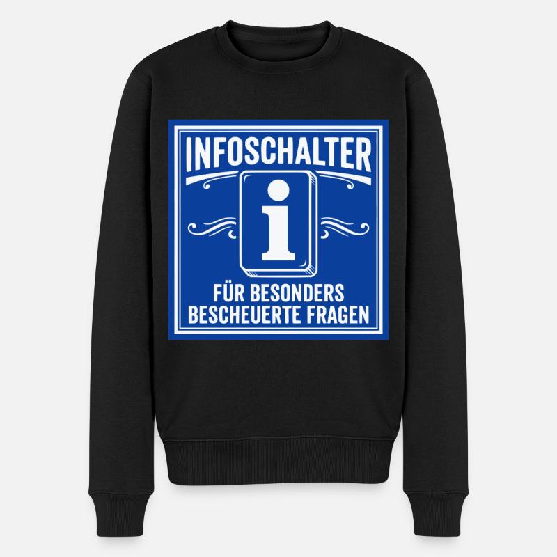 Infoschalter Shirt lustig Arbeit - Männer Premium Bio Pullover - Schwarz