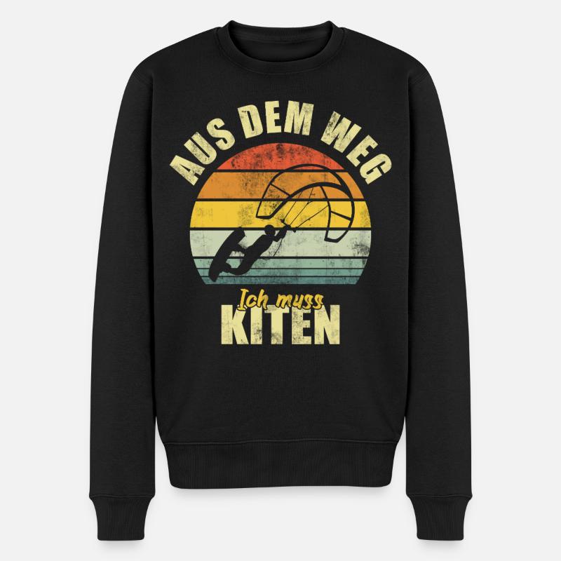 Kiting Kiter Surfer Surfeur Rétro - Pull Premium bio Homme - noir