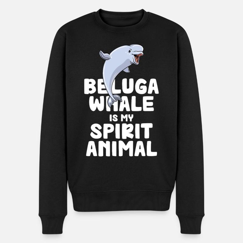 Beluga Geisttier Druck - Männer Premium Bio Pullover - Schwarz