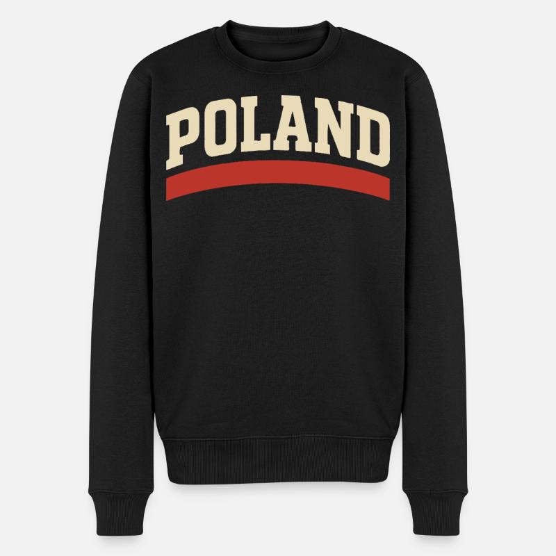 Polen Retro-Typografie - Männer Premium Bio Pullover - Schwarz