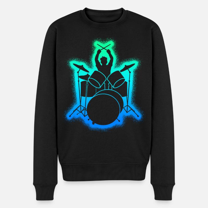 Schlagzeug Drummer Kinder Herren Jungen Schlagzeug - Männer Premium Bio Pullover - Schwarz