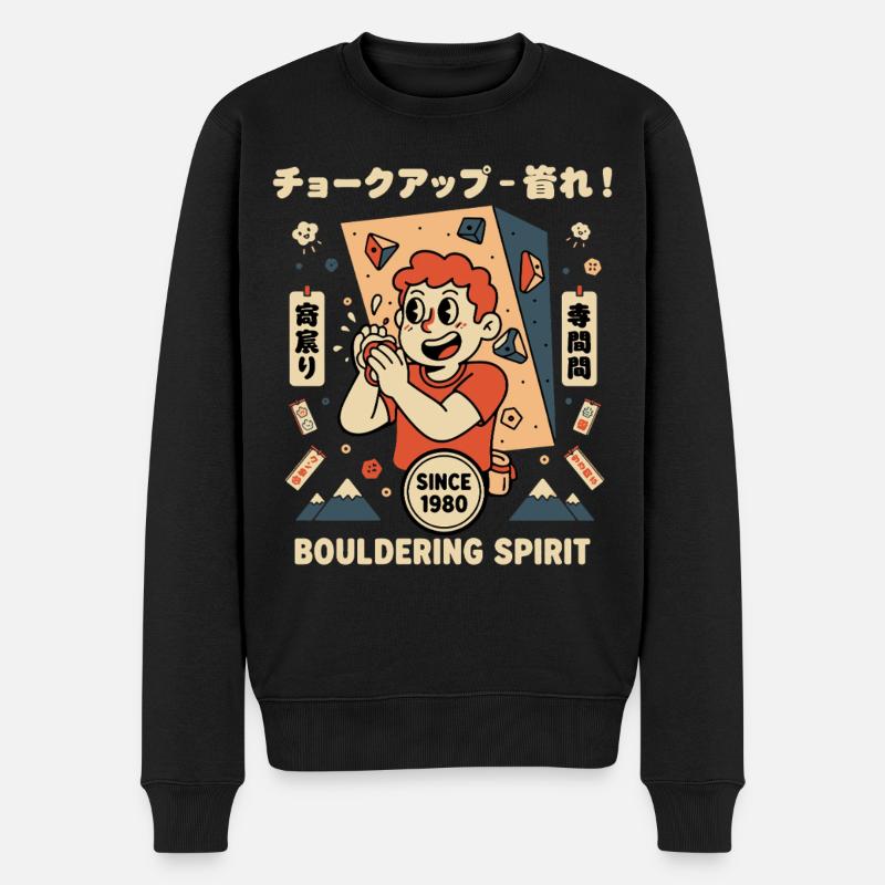 Bouldering Spirit Kletterabenteuer - Männer Premium Bio Pullover - Schwarz