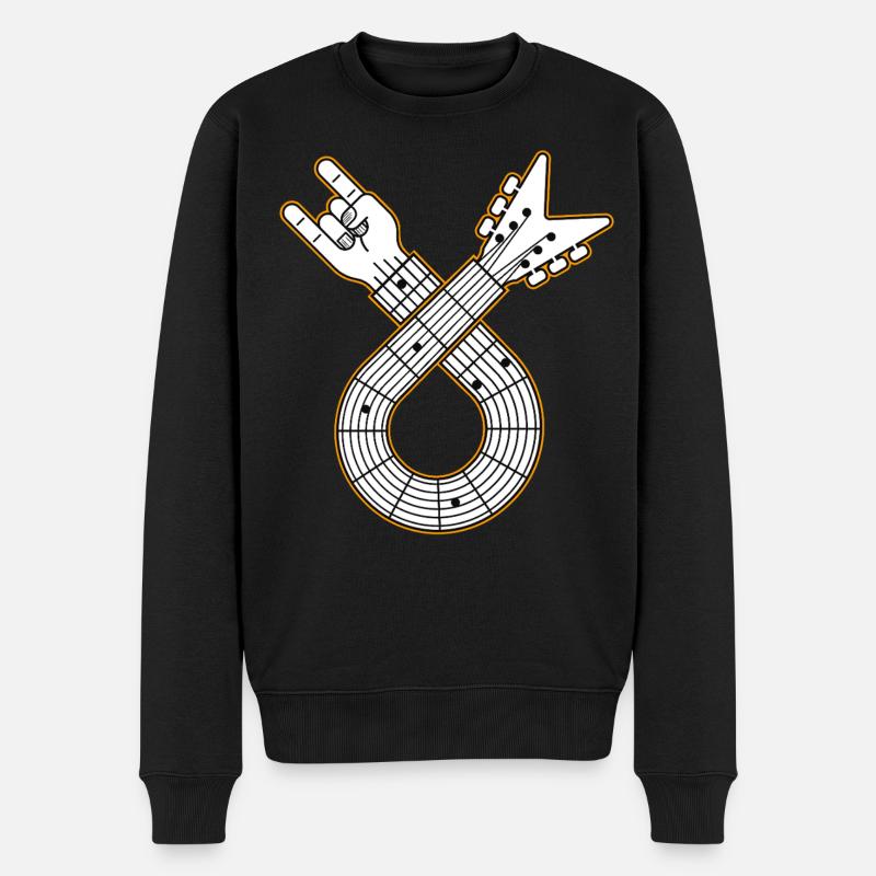 Geloopter Gitarrenring mit Fingerhörnern - Männer Premium Bio Pullover - Schwarz