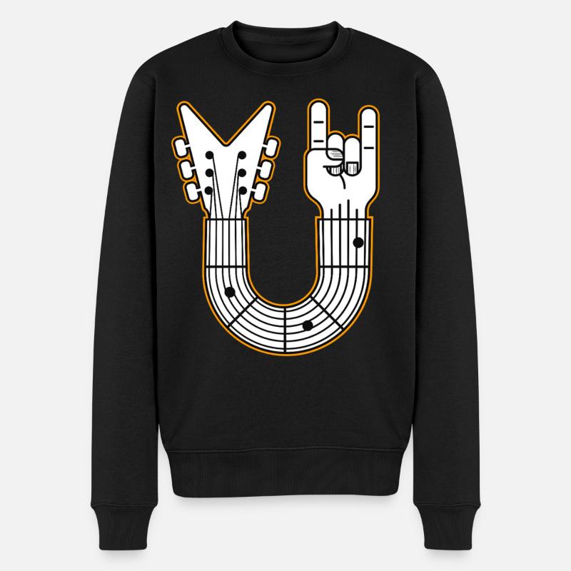 Gitarre U-Form Felshand - Männer Premium Bio Pullover - Schwarz