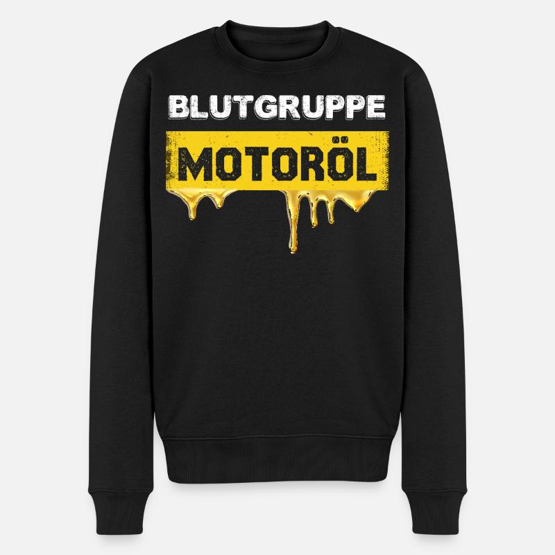 Groupe sanguin Graphique huile moteur - Pull Premium bio Homme - noir