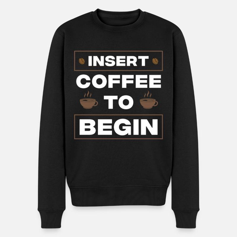 KAFFEE ZUM BEGINN - Männer Premium Bio Pullover - Schwarz