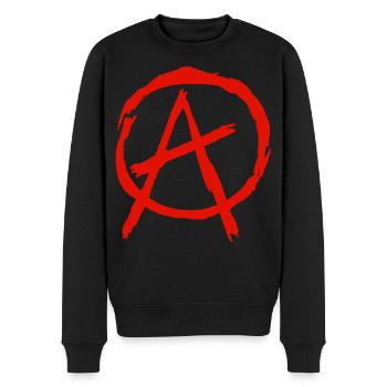 Anarchie Symbol im Kreis - rot - Männer Premium Bio Pullover - Schwarz - Vorne - Nico (187cm)