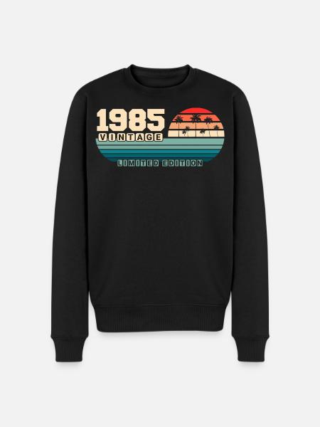 40-års fødselsdag 1985 Vintage 1985 Retro Solnedgang - Økologisk premium-sweatshirt til mænd - sort