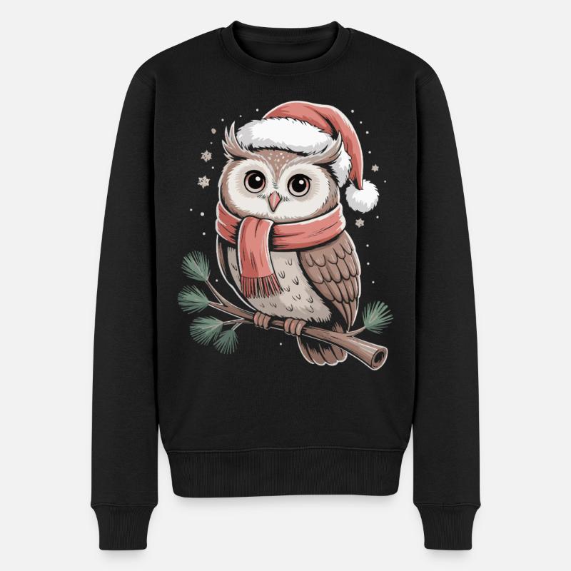 Weihnachts Eulenzauber Schal - Männer Premium Bio Pullover - Schwarz