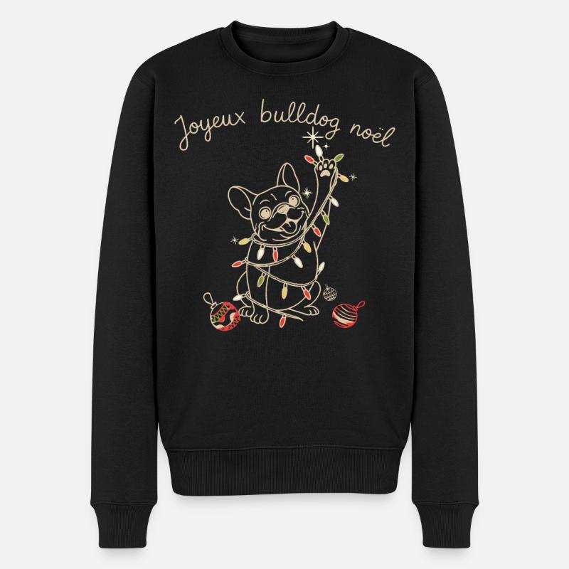 BULLDOGGE NOEL - Männer Premium Bio Pullover - Schwarz