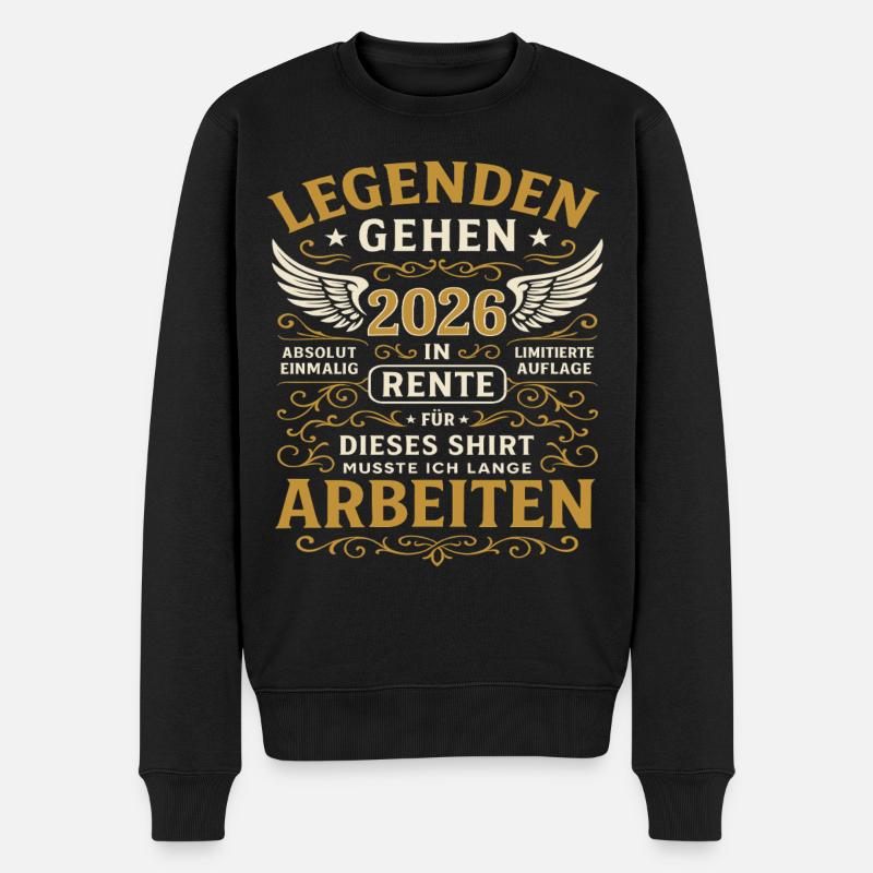 Rente 2026, Legende arbeitet - Männer Premium Bio Pullover - Schwarz