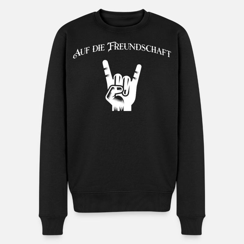 Rockzeichen für Freundschaft - Männer Premium Bio Pullover - Schwarz