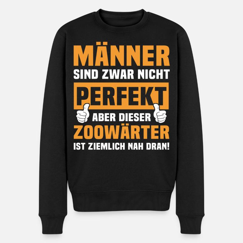 Lustige Zoowärter Sprüche - Männer Premium Bio Pullover - Schwarz