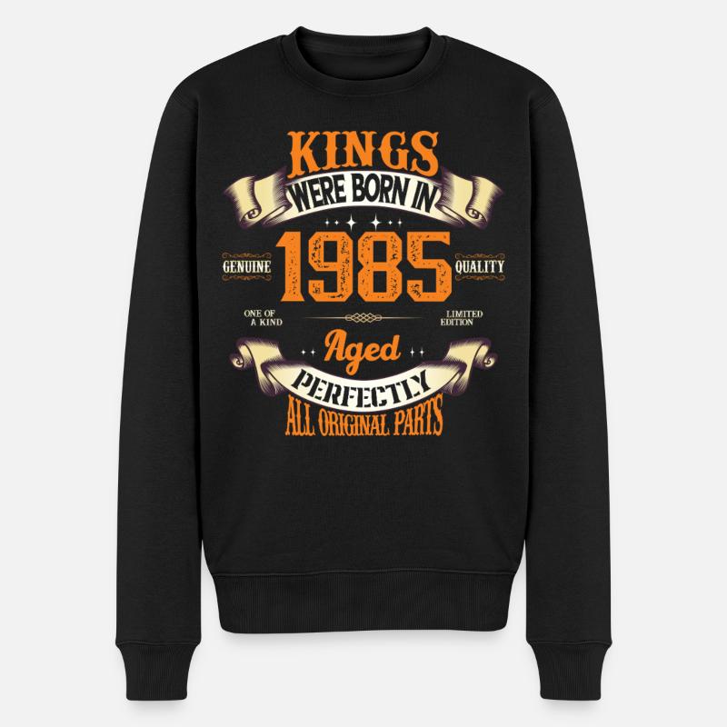 Könige, geboren 1985 - Männer Premium Bio Pullover - Schwarz