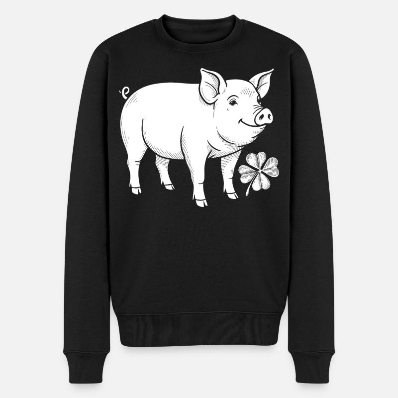 Trèfle de cochon chanceux - Pull Premium bio Homme - noir