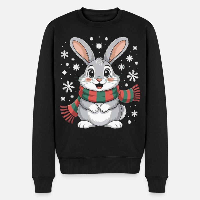 Lapin d’hiver avec écharpe - Pull Premium bio Homme - noir