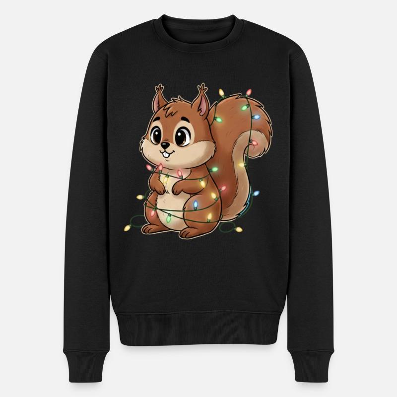 Lichterbehängtes Eichhörnchen - Männer Premium Bio Pullover - Schwarz