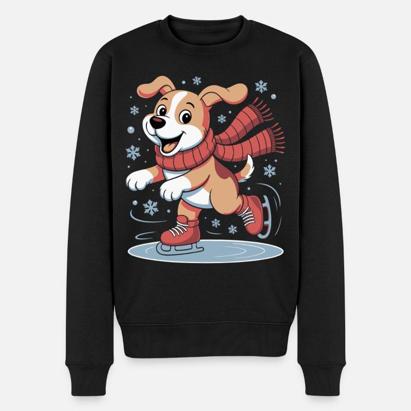 Plaisir de patinage en hiver - Pull Premium bio Homme - noir