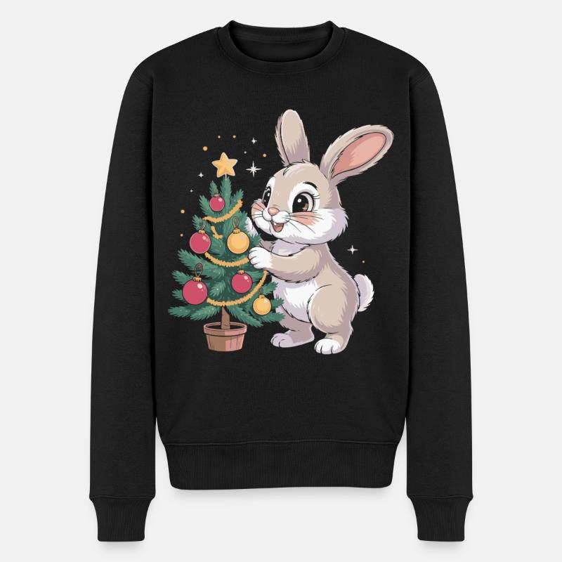 Osterhase schmückt Baum - Männer Premium Bio Pullover - Schwarz