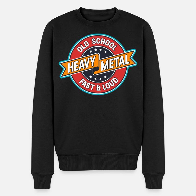 Old School Heavy Metal Abzeichen - Männer Premium Bio Pullover - Schwarz
