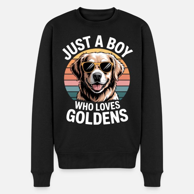 Golden Retriever Sonnenbrille - Männer Premium Bio Pullover - Schwarz