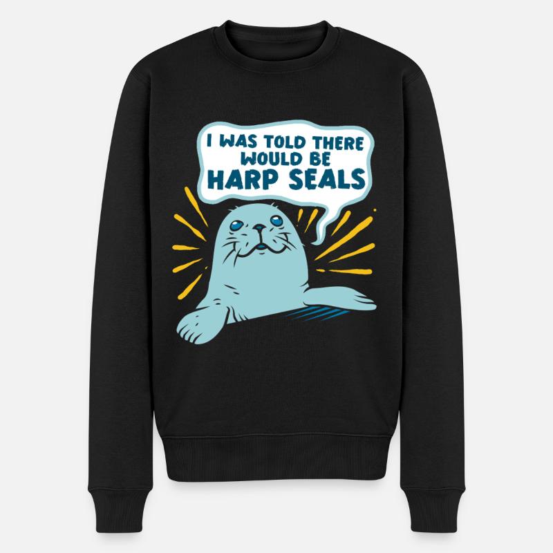 Sattelrobbe Robben - Männer Premium Bio Pullover - Schwarz