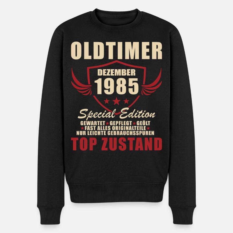 Oldtimer Dezember 1985 Spezial Edition - Männer Premium Bio Pullover - Schwarz