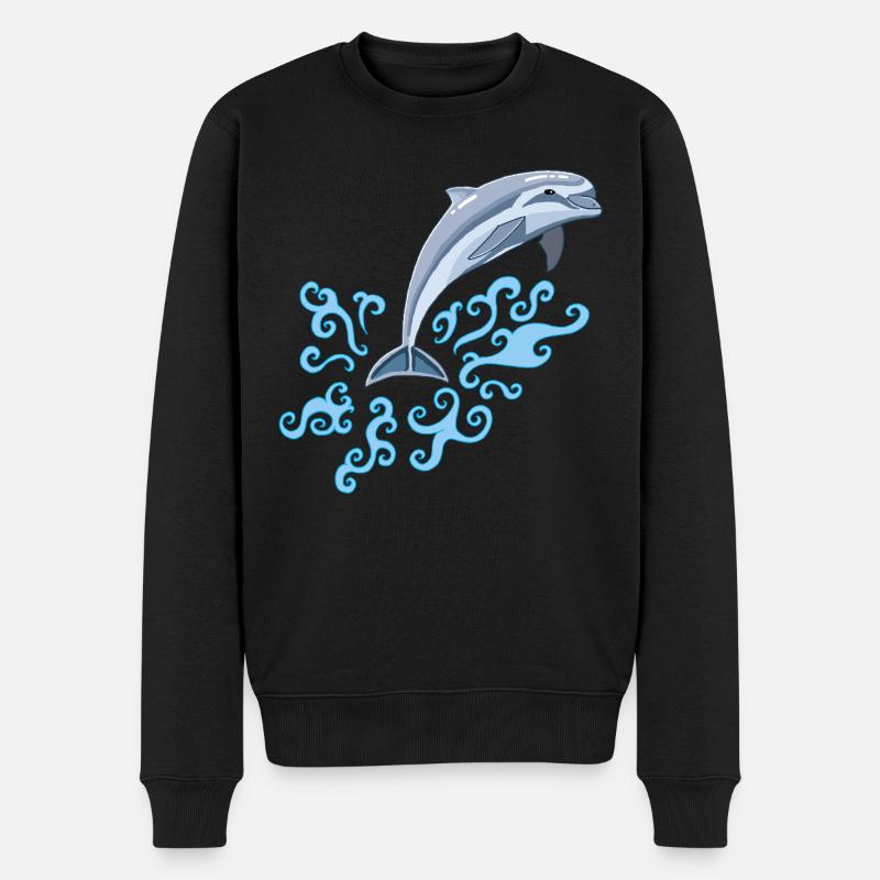 Der Sprung des Delfins - Männer Premium Bio Pullover - Schwarz