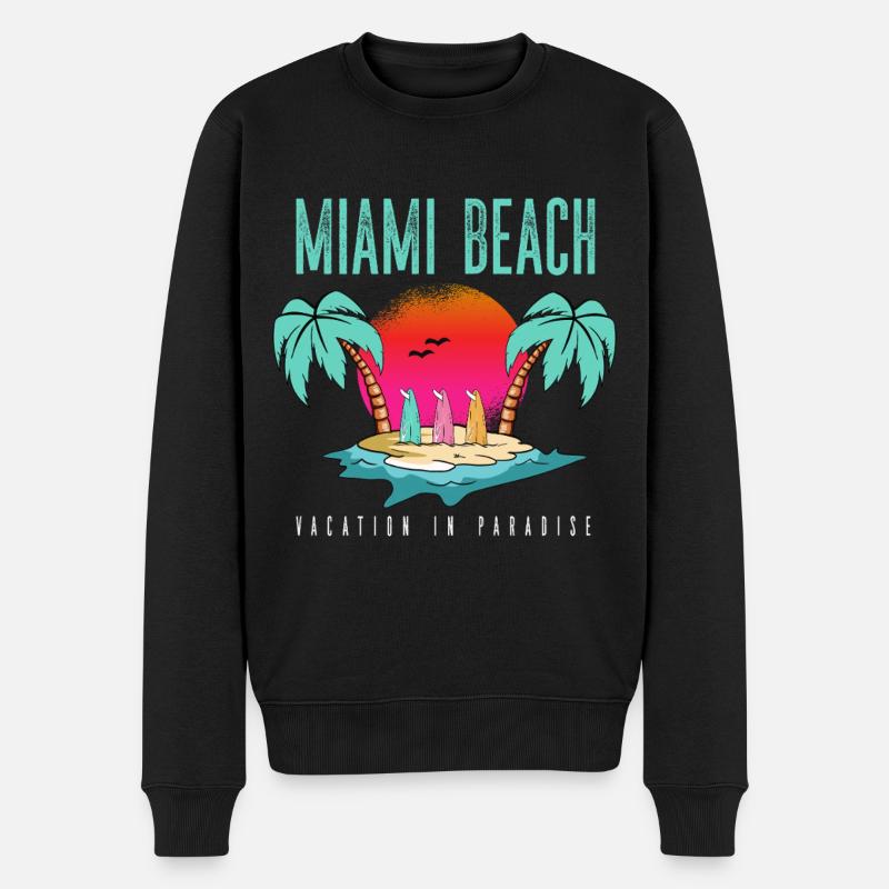 Escapade Paradisiaque à Miami Beach - Pull Premium bio Homme - noir