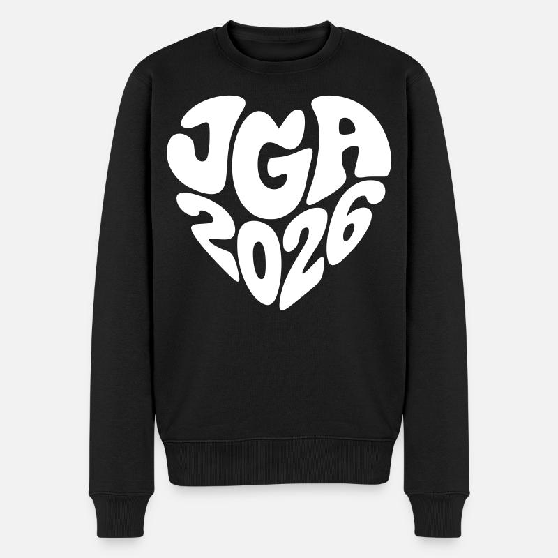 JGA 2026 Herzform - Männer Premium Bio Pullover - Schwarz