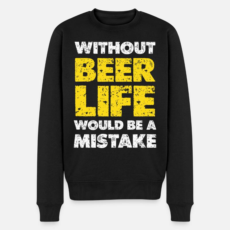 Ohne Bier wäre Leben ein Fehler - Männer Premium Bio Pullover - Schwarz