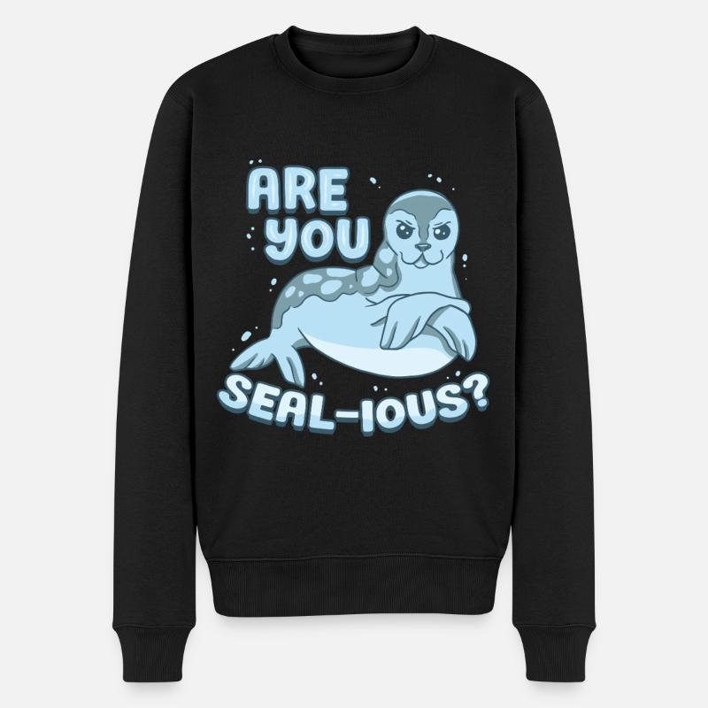 Sattelrobbe Robben Are You Seal-ious? - Männer Premium Bio Pullover - Schwarz