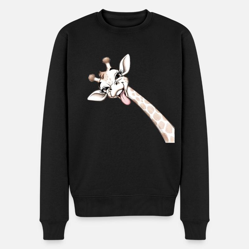 Girafe Joyeuse Langue Déployée - Pull Premium bio Homme - noir
