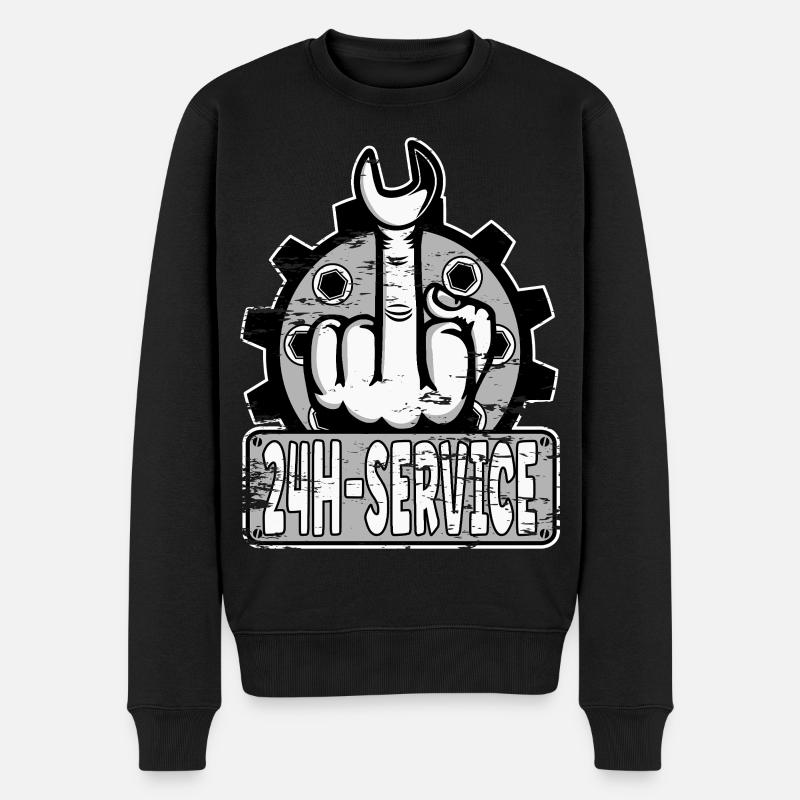 Mittelfinger Stinkerfinger 24h Service Design Grau - Männer Premium Bio Pullover - Schwarz