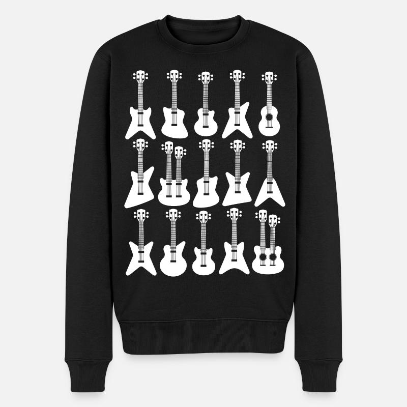 Cartoon-Gitarrensilhouetten - Männer Premium Bio Pullover - Schwarz