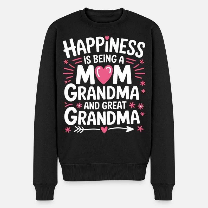 Happiness Design: Mama Oma Großmutter - Männer Premium Bio Pullover - Schwarz