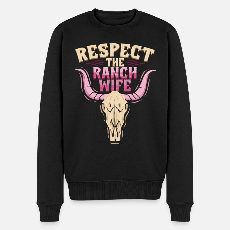 Ehefrau eines Bauern Mutter - Männer Premium Bio Pullover - Schwarz