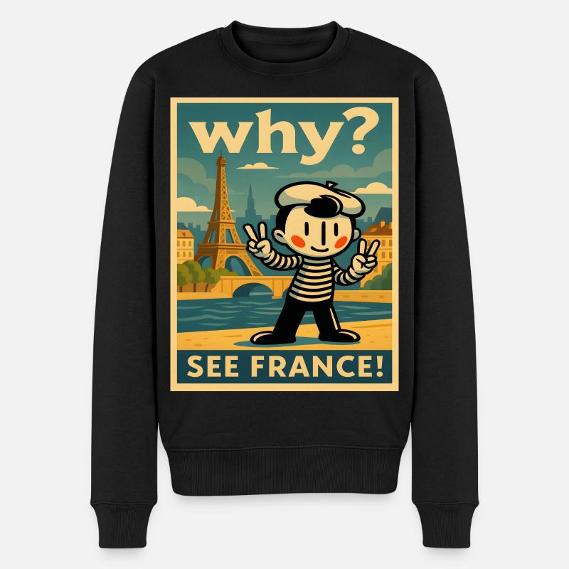 Warum? Sieh Frankreich Poster - Männer Premium Bio Pullover - Schwarz
