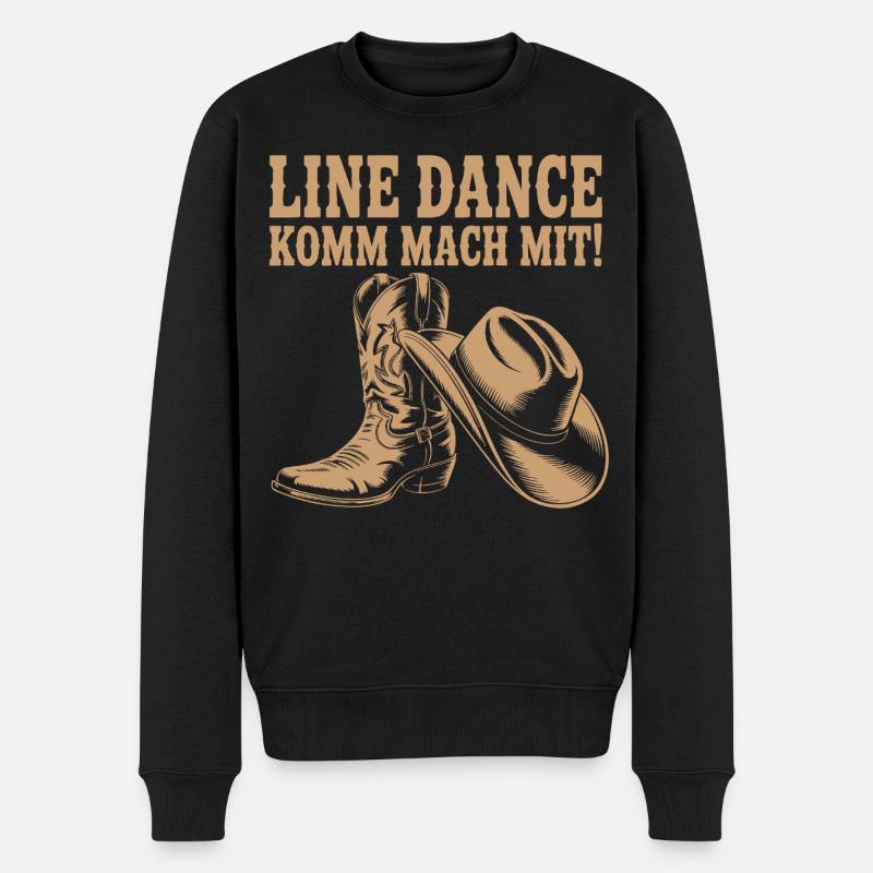 Line Dance Komm mach mit! Cowboyhut Westernstiefel - Männer Premium Bio Pullover - Schwarz