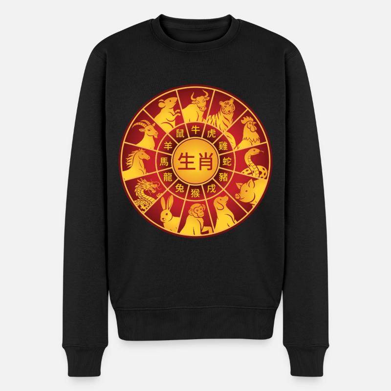 Chinesisches Neujahr Chinesisches Tierzeichen Bagua - Männer Premium Bio Pullover - Schwarz