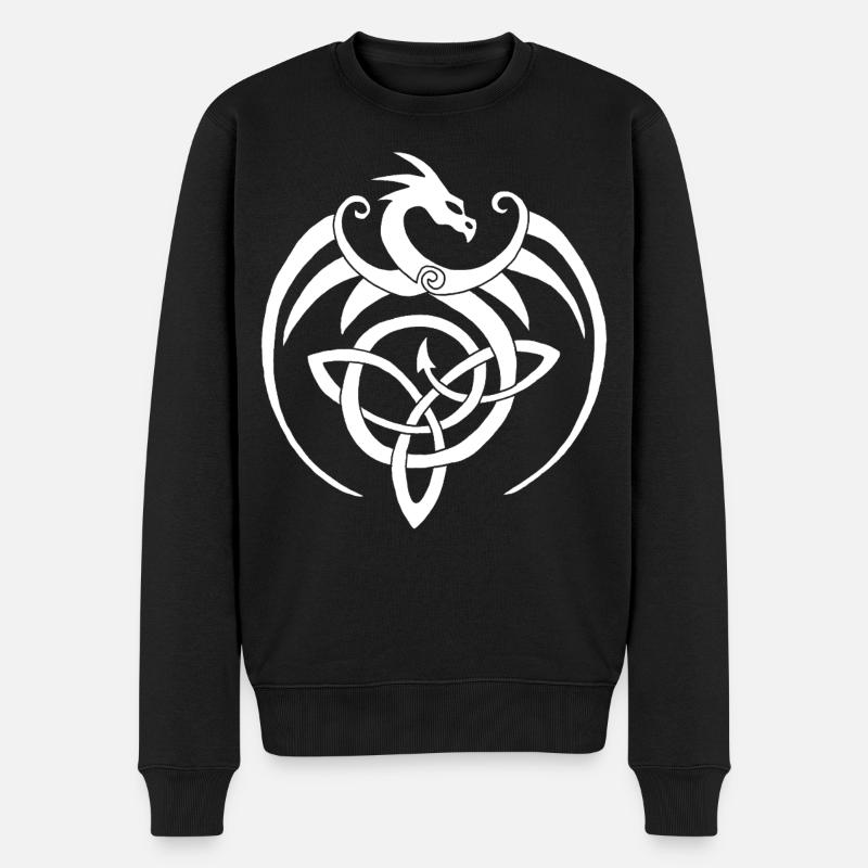Dragon blanc et symbole celte - Pull Premium bio Homme - noir