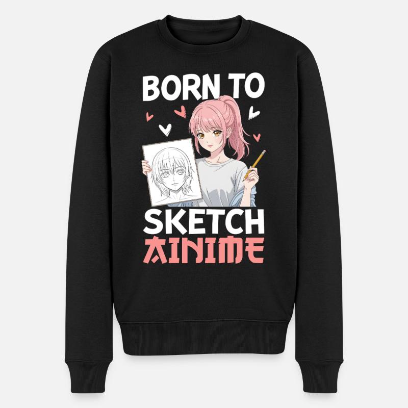 Né pour dessiner des animes - Pull Premium bio Homme - noir