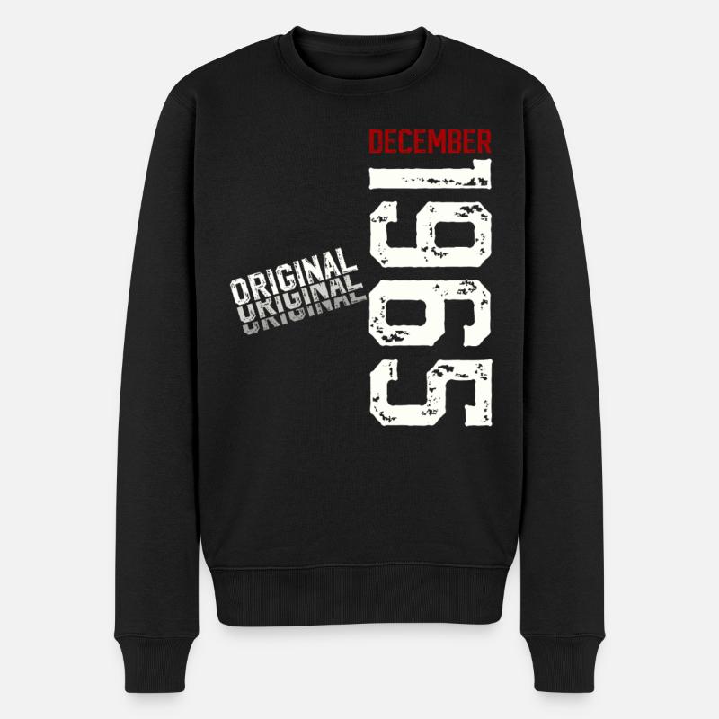 60. Geburtstag Original Dezember Jahrgang 1965 - Männer Premium Bio Pullover - Schwarz