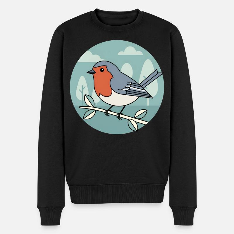 Rotkehlchen - Männer Premium Bio Pullover - Schwarz