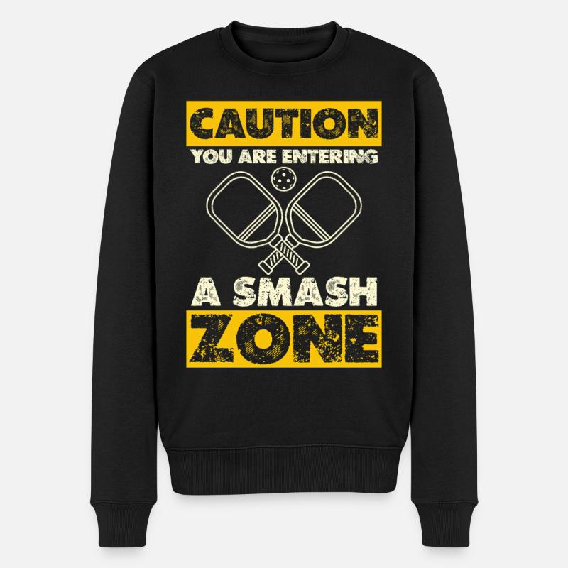 Vorsicht: Smash Zone - Männer Premium Bio Pullover - Schwarz
